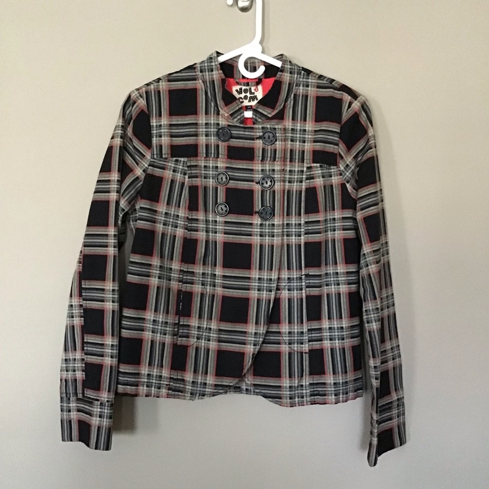 Volcom Short Coat Plaid Size Medium